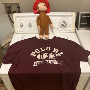 Polo Ralph Lauren D-33 Varsity Tr. Men Maroon T-Shirt Size Large Yacht Rugby